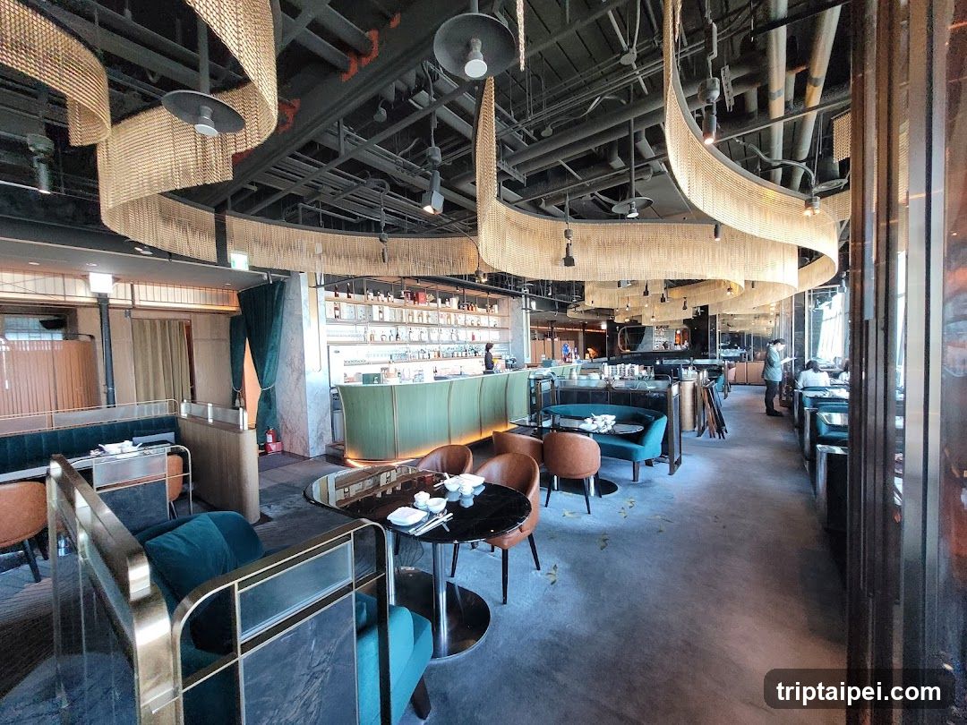 Modern Restaurant Interior with Hanging Decor