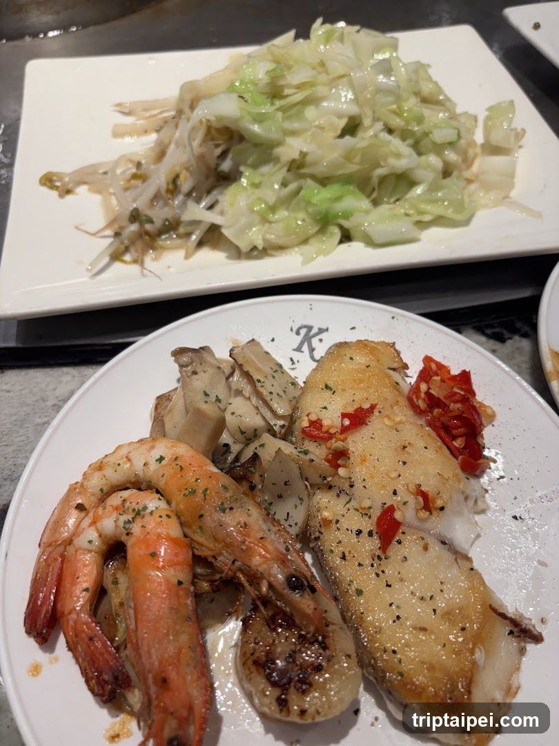 Grilled Fish and Shrimp with Cabbage Salad