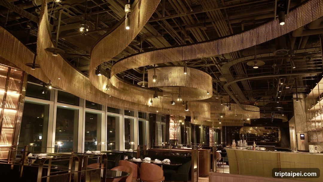 Luxury Restaurant Interior with Hanging Chandeliers