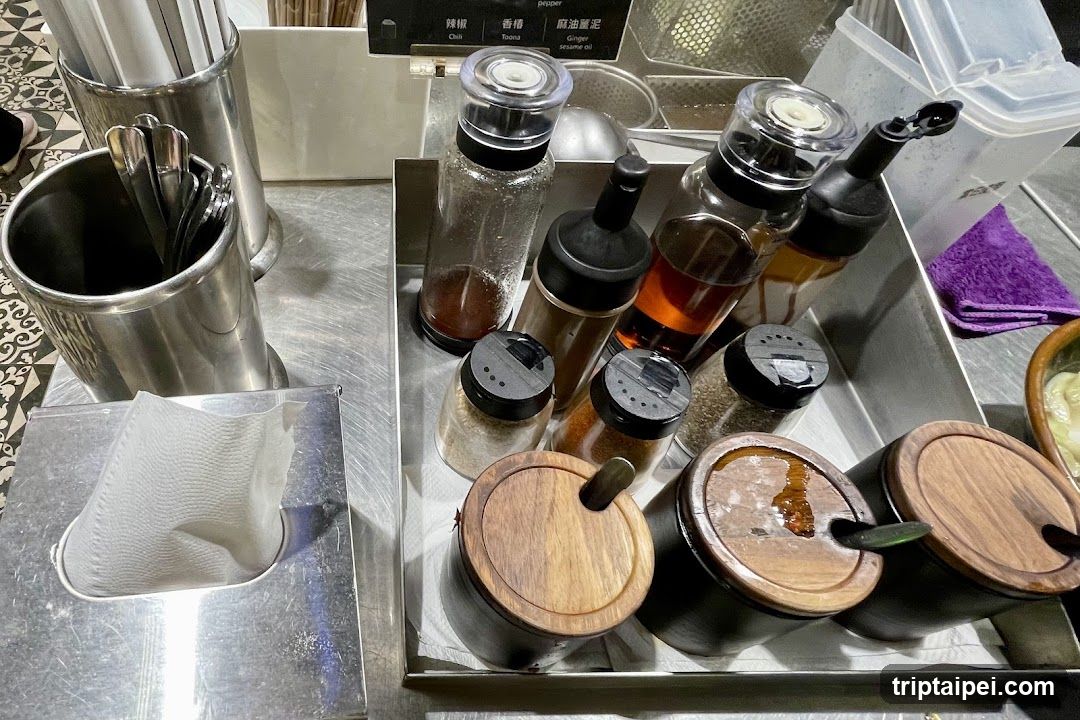 Condiment Station in Restaurant