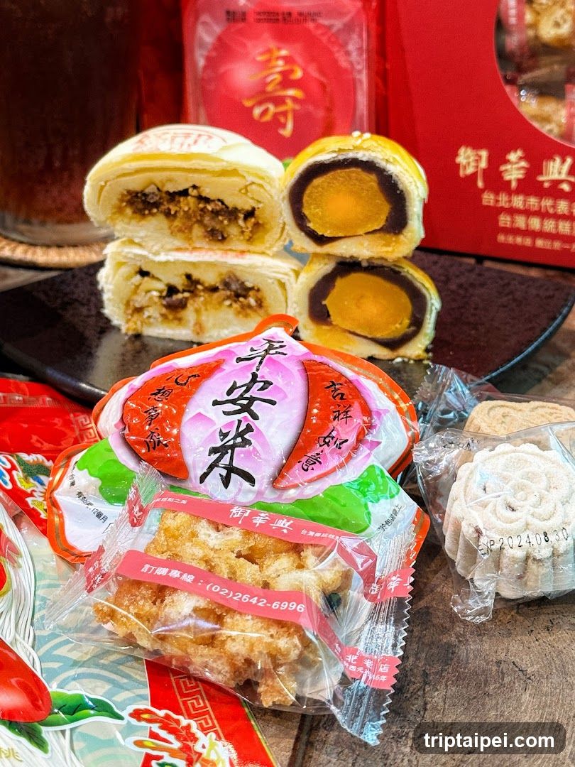 Traditional Taiwanese Mooncakes and Snacks Display