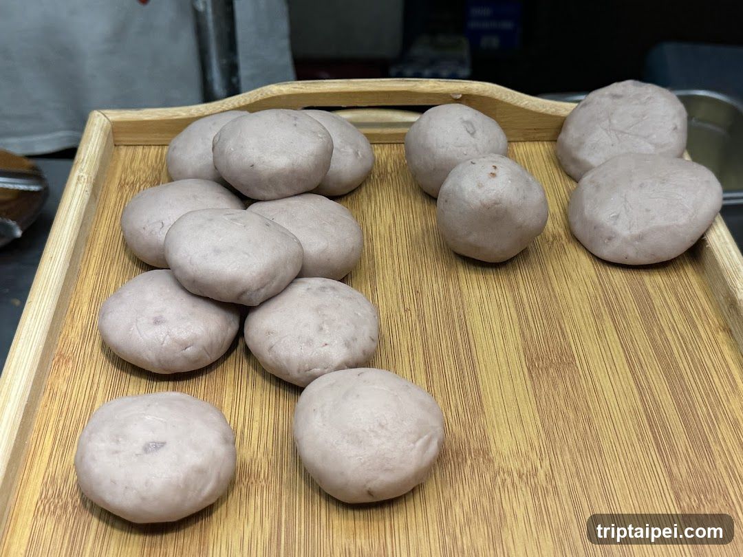 Dough Balls on Bamboo Tray