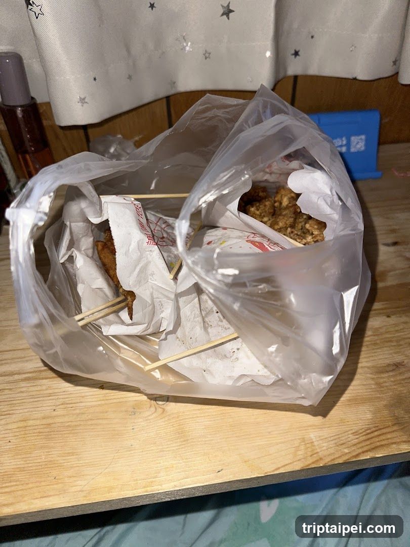 Takeout food in plastic bags