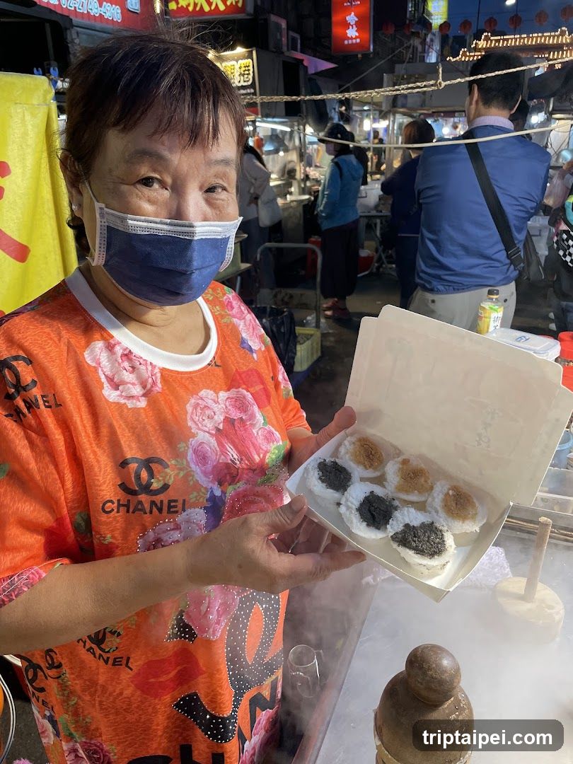 Street Food Stall with Steaming Dessert
