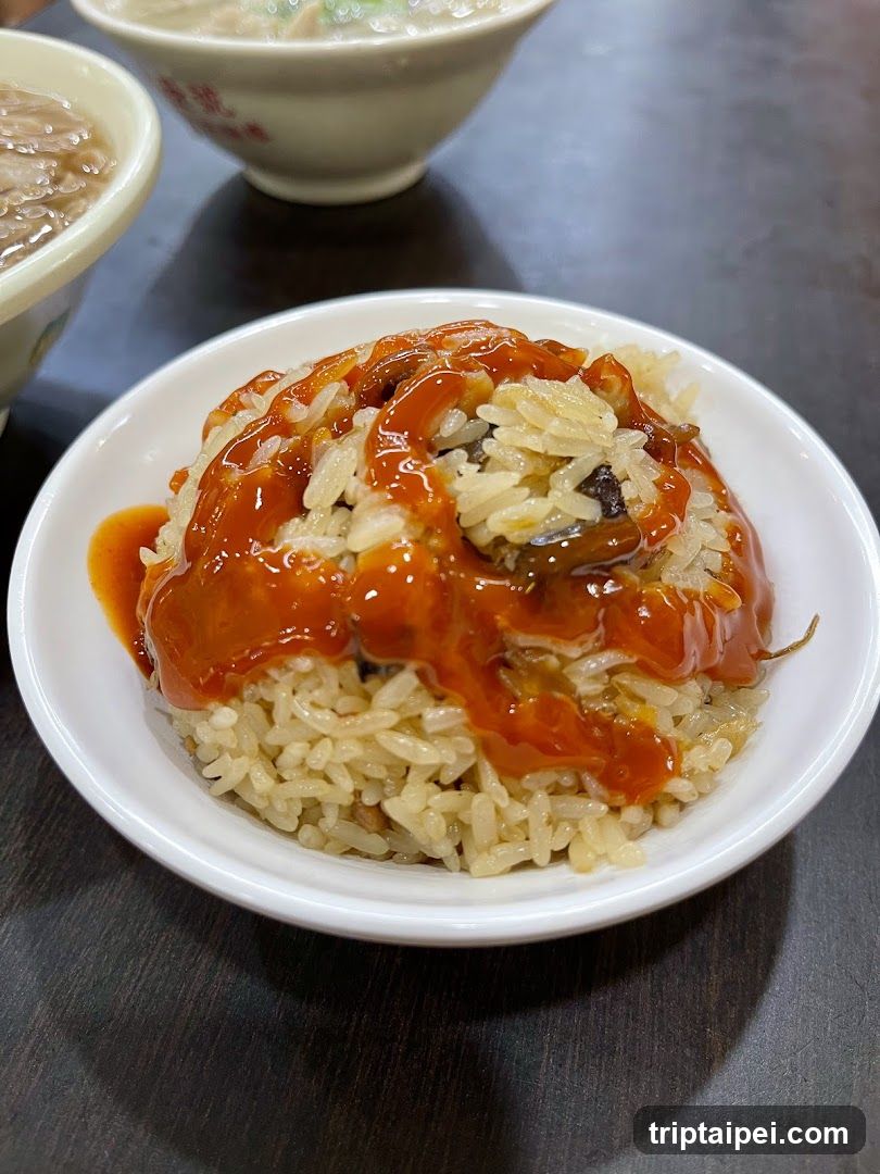 Sauce-covered rice dish