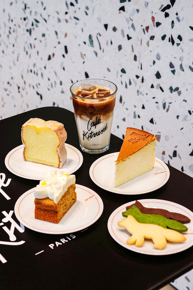 Café Kitsuné at Taipei Dome serving specialty coffee, matcha latte, and handmade Traveller cakes