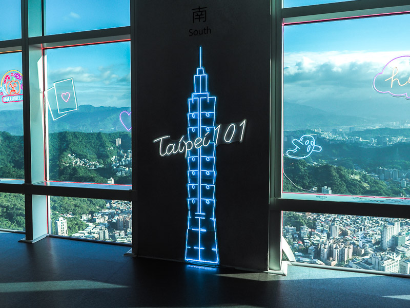 Floor-to-ceiling windows at the Taipei 101 Observatory on floor 89